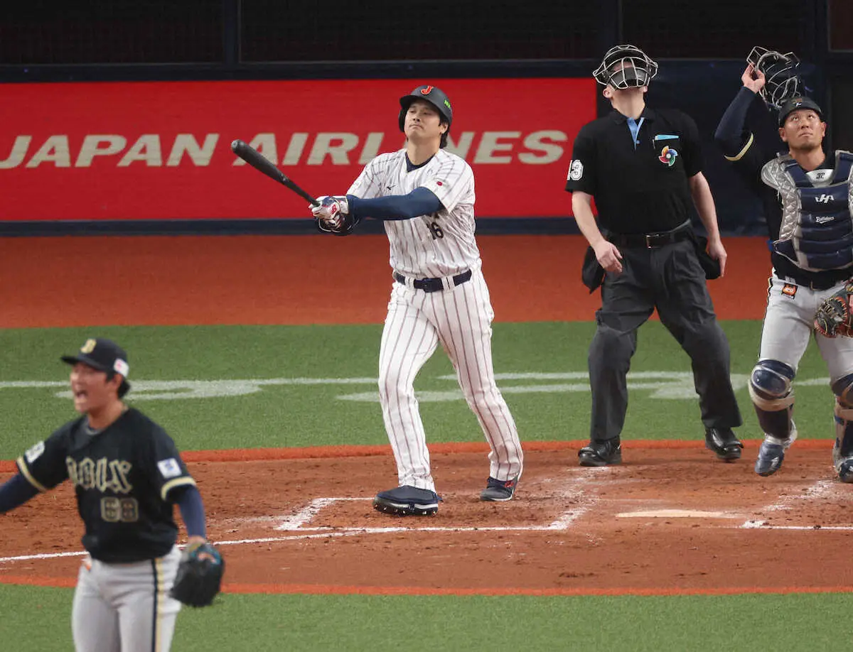 【画像・写真】【侍ジャパン】大谷翔平　3打席目は左飛　積極的にフルスイングも入山の直球に差し込まれる