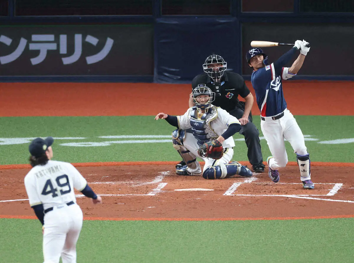 【画像・写真】【強化試合】金倒永が2試合連続の豪快弾　24年トリプルスリー、韓国不動のリードオフマン