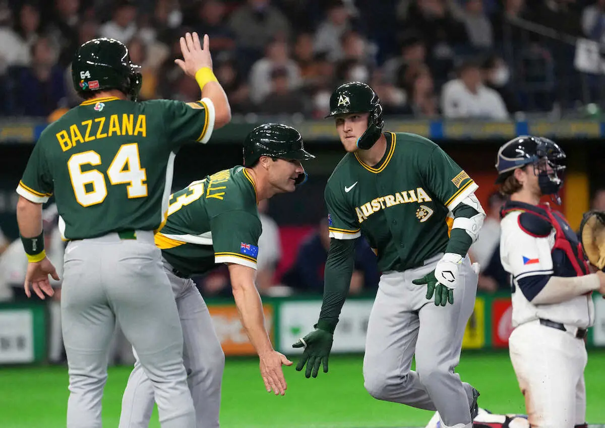 【画像・写真】【WBC】豪州　村上宗隆の同僚・ミードが値千金の逆転3ラン　チーム唯一の現役大リーガーが豪快な一撃