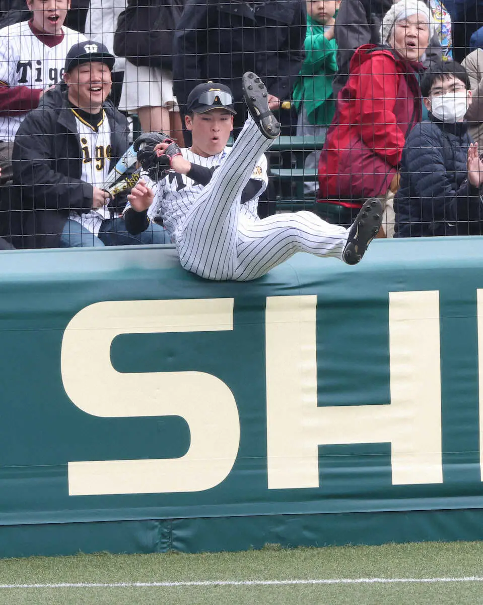 【画像・写真】阪神・高寺望夢　拍手喝采のフェンス際スーパーキャッチ　今春3度目の右翼、好守で存在感示す