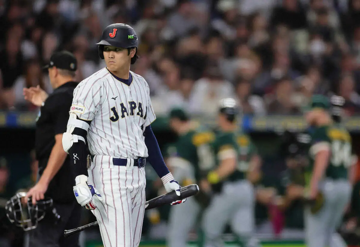 【画像・写真】【侍ジャパン】あ～…4回2死満塁、打者・大谷翔平の場面で二走・牧が飛び出しアウトで絶好機逸する