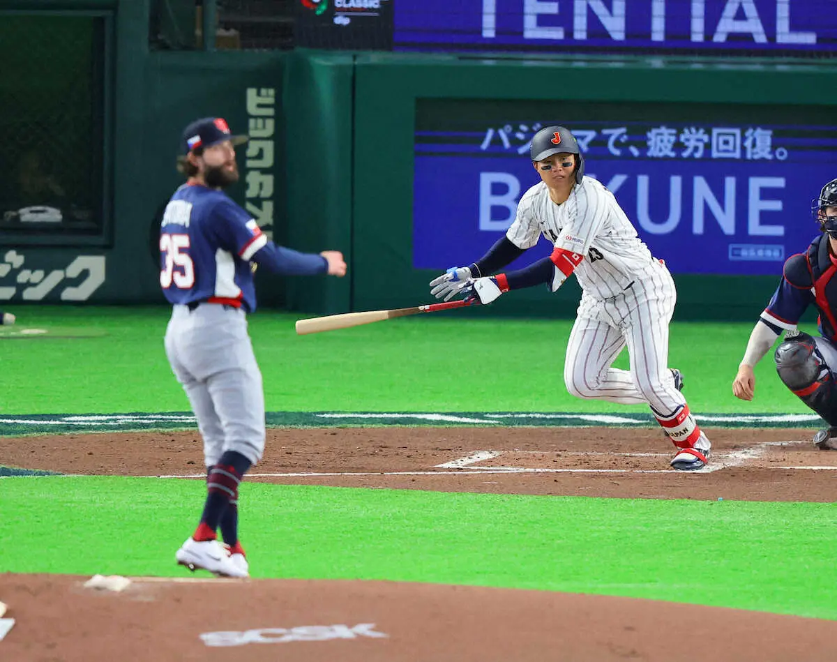 【画像・写真】【侍ジャパン】森下翔太がWBC初安打！初の先発出場で快音　開幕後2併殺の悔しさ晴らした