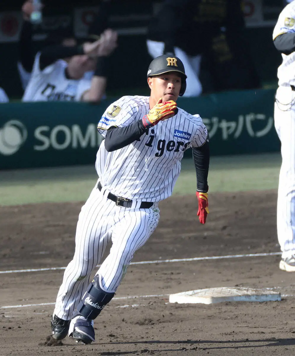 【画像・写真】阪神ドラ3岡城快生“超実戦派”甲子園2点三塁打で開幕1軍アピール「歓声心に響いた」Tポーズも初披露
