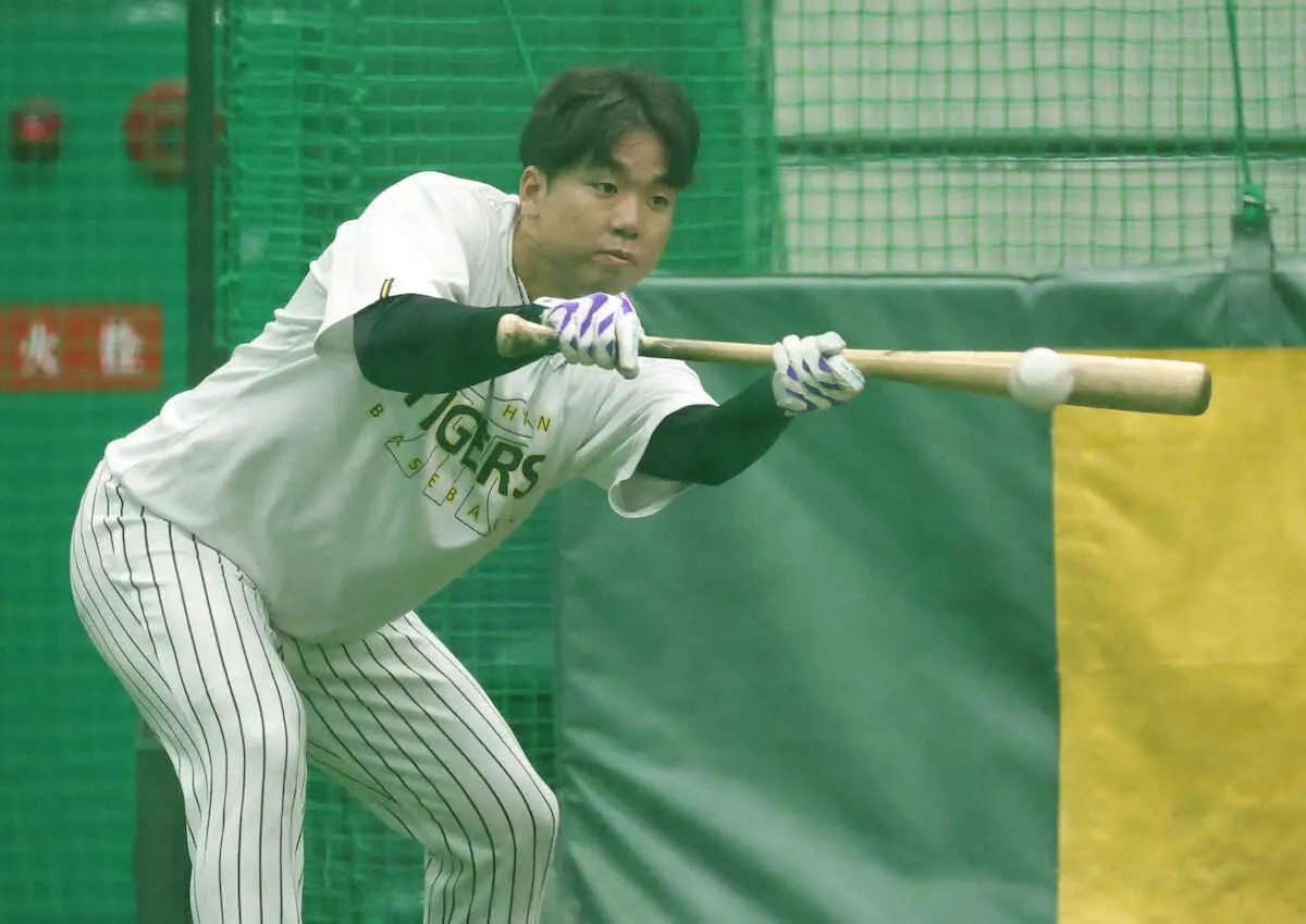 【画像・写真】阪神・村上頌樹が静かな闘志　入念にバント練習「自分の仕事はランナーを進めること」　