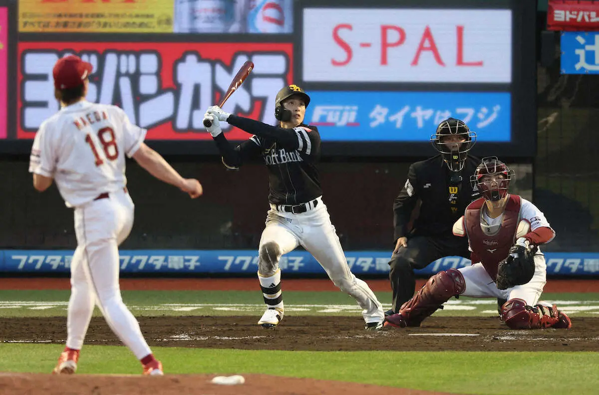 【画像・写真】ソフトバンク　周東佑京が決勝犠飛　初盗塁も決めた「スタートから良かった去年同様にいけたら」