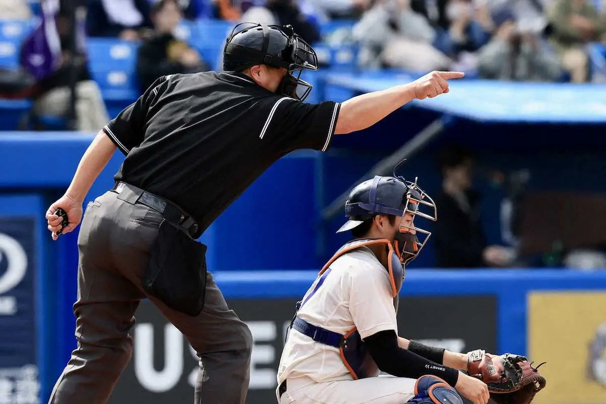 【画像・写真】東京六大学でも球審がヘルメット着用　プロでのバット直撃事故を受け準備
