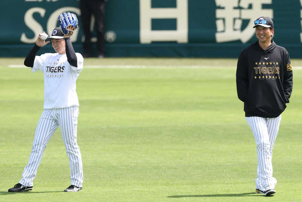 【画像・写真】阪神・下村海翔を“MLB流チェック”　リハビリ組ながら異例の1軍練習参加　藤川監督「順調」