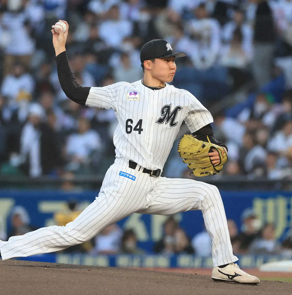 【画像・写真】ロッテ　先発・広池康志郎は最大18メートルの強風に帽子を何度も飛ばされ…　4回9安打4失点降板