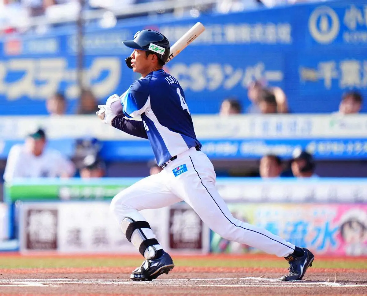 【画像・写真】＜ロ・西＞6回、ソロを放つ石井（撮影・河野　光希）