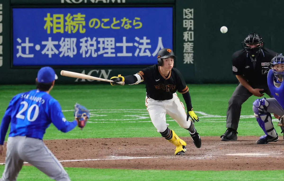 【画像・写真】＜巨・D＞8回、安打を放つ浦田（撮影・尾崎　有希）