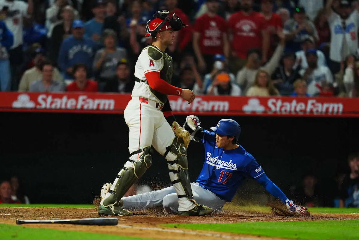 【画像・写真】大谷翔平　幻のランニング本塁打　右翼線打球で一気生還も記録は保留のち三塁打に、3戦連続長打