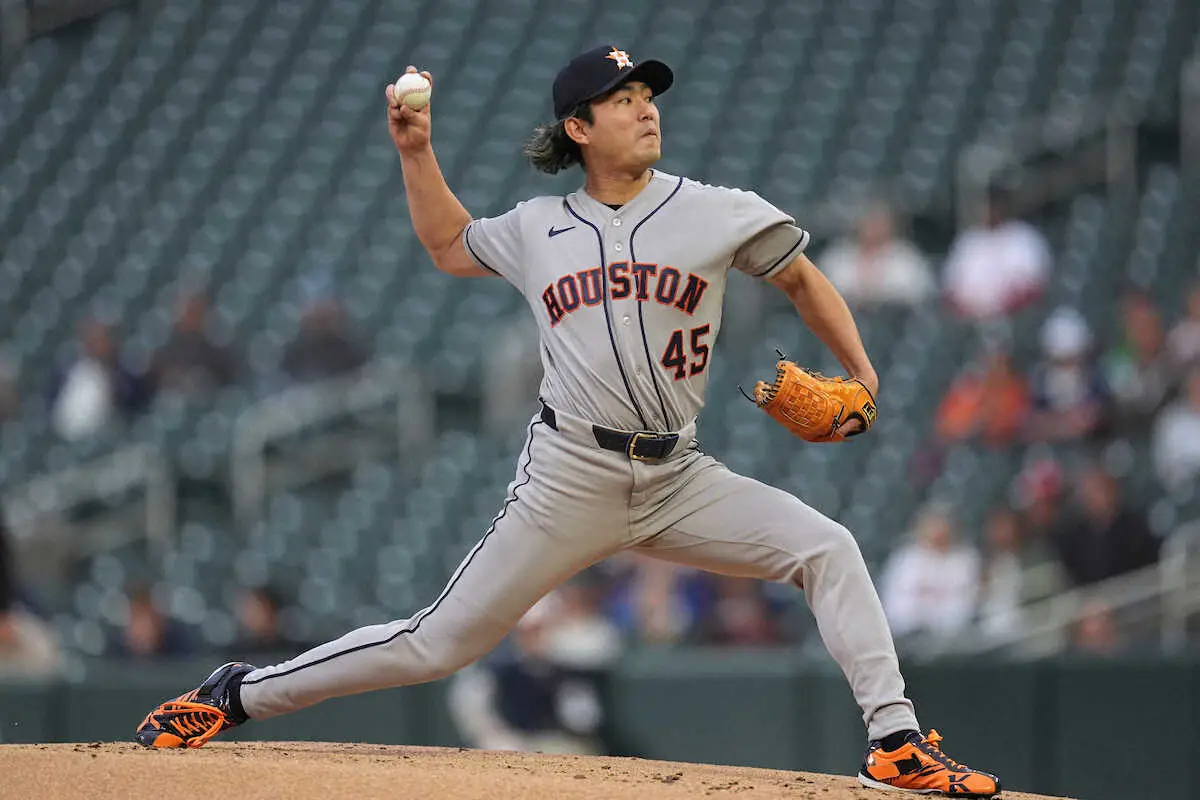 【画像・写真】アストロズ今井達也 118キロの巨漢にバックスクリーン弾&逆方向弾浴びる 5回途中で雨天中断