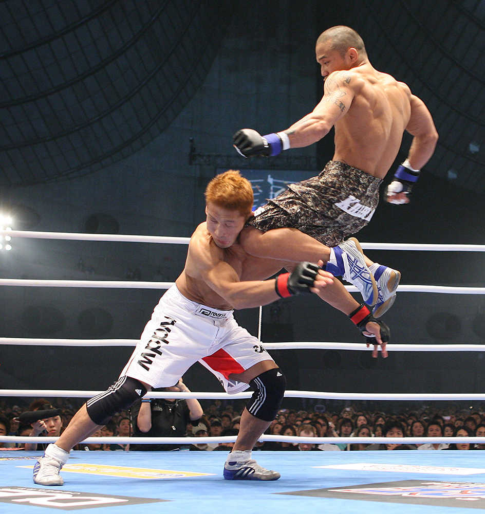 ２００６年、宮田和幸に浴びせた跳び膝蹴りで衝撃の４秒ＫＯ勝ちを飾った山本“ＫＩＤ”徳郁さん