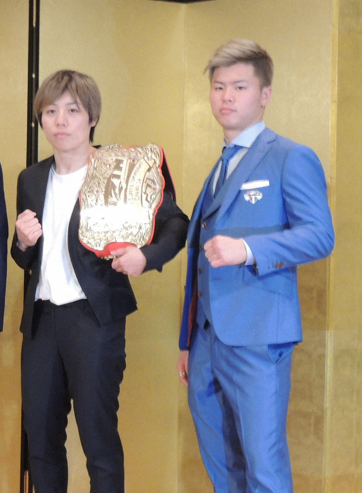 【画像・写真】「ＲＩＺＩＮ．１６」対戦カード発表会見に出席した那須川天心（右）