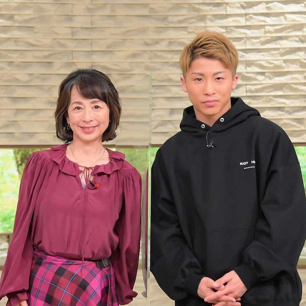 TBS系「サワコの朝」司会の阿川佐和子（左）とゲスト出演する井上尚弥（提供写真）