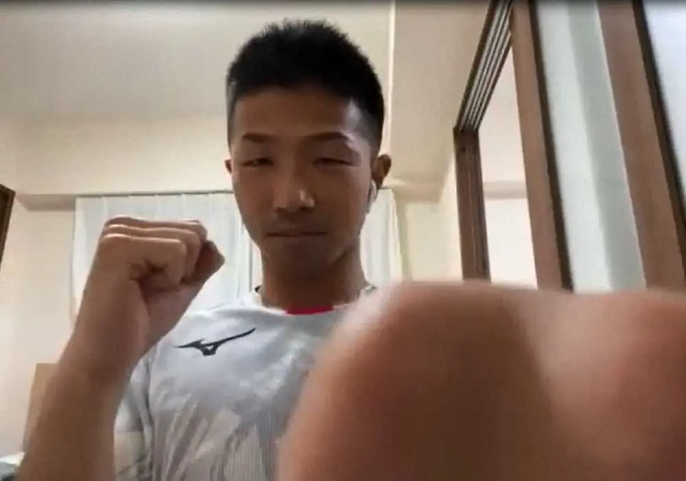 オンラインで取材対応した東京五輪ボクシング男子フライ級代表の田中亮明