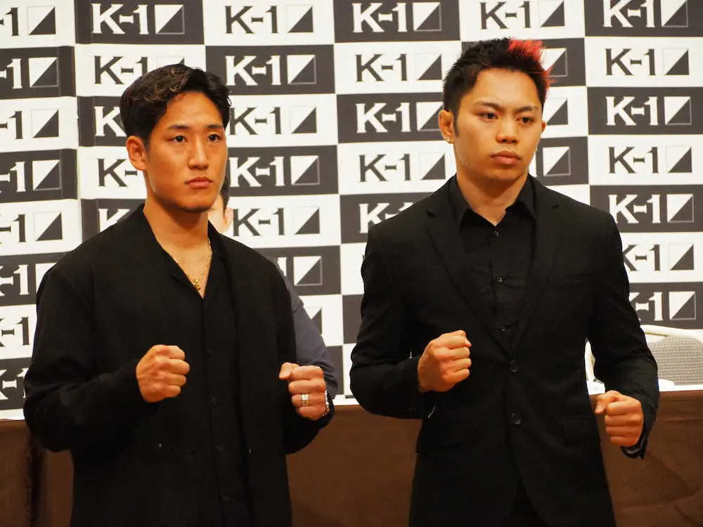 12月4日にエディオンアリーナ大阪で開催される「K－1　WORLD　GP　2021　JAPAN」での対戦が発表された林健太（左）と不可思