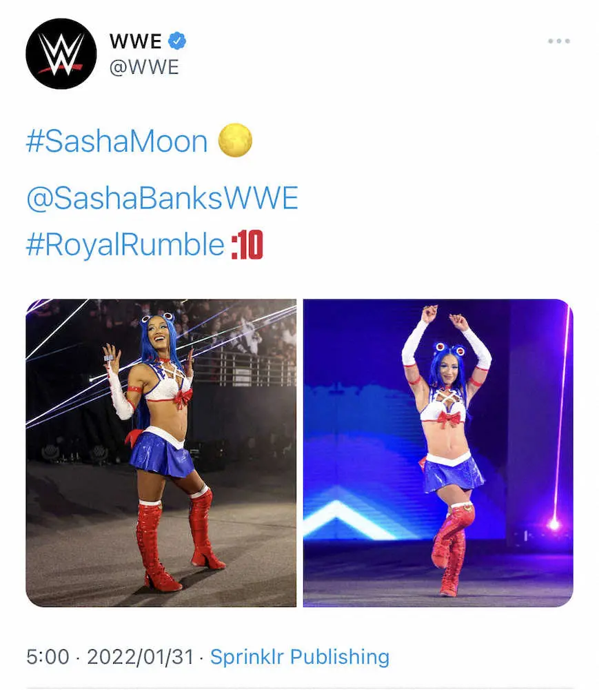 【画像・写真】【WWE】サーシャ・バンクス　ロイヤルランブルにセーラームーンコスで登場！「完全に恋した」の声
