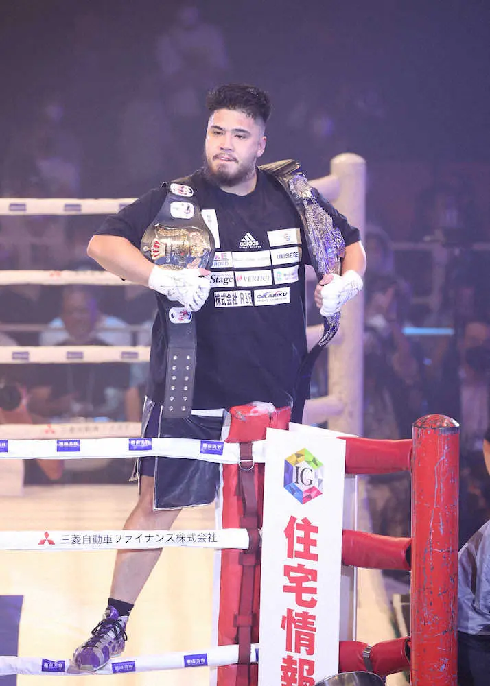 【画像・写真】但馬ミツロが1回TKO勝ちで日本ヘビー級王座獲得　日本最速記録プロ2戦目で