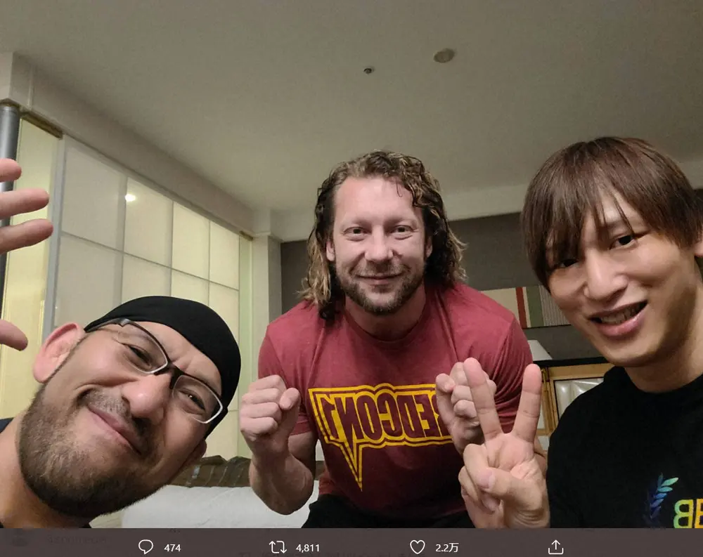 【画像・写真】飯伏幸太　ケニー・オメガ、中澤マイケルと笑顔の3ショット投稿にファン涙「待っていました」