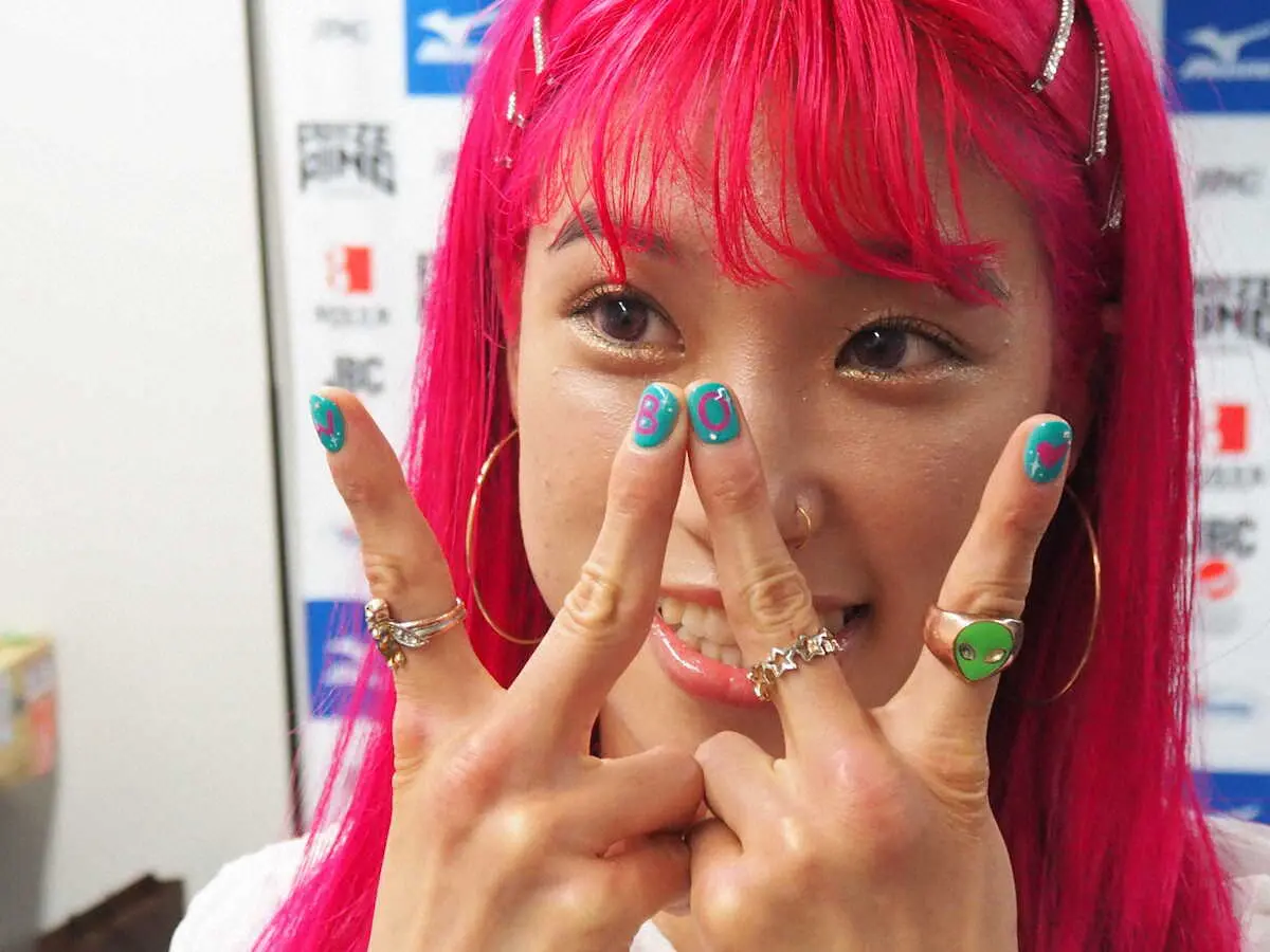 【画像・写真】昼田瑞希　ピンクのベルト「私が獲る」ピンクコーデで宣言