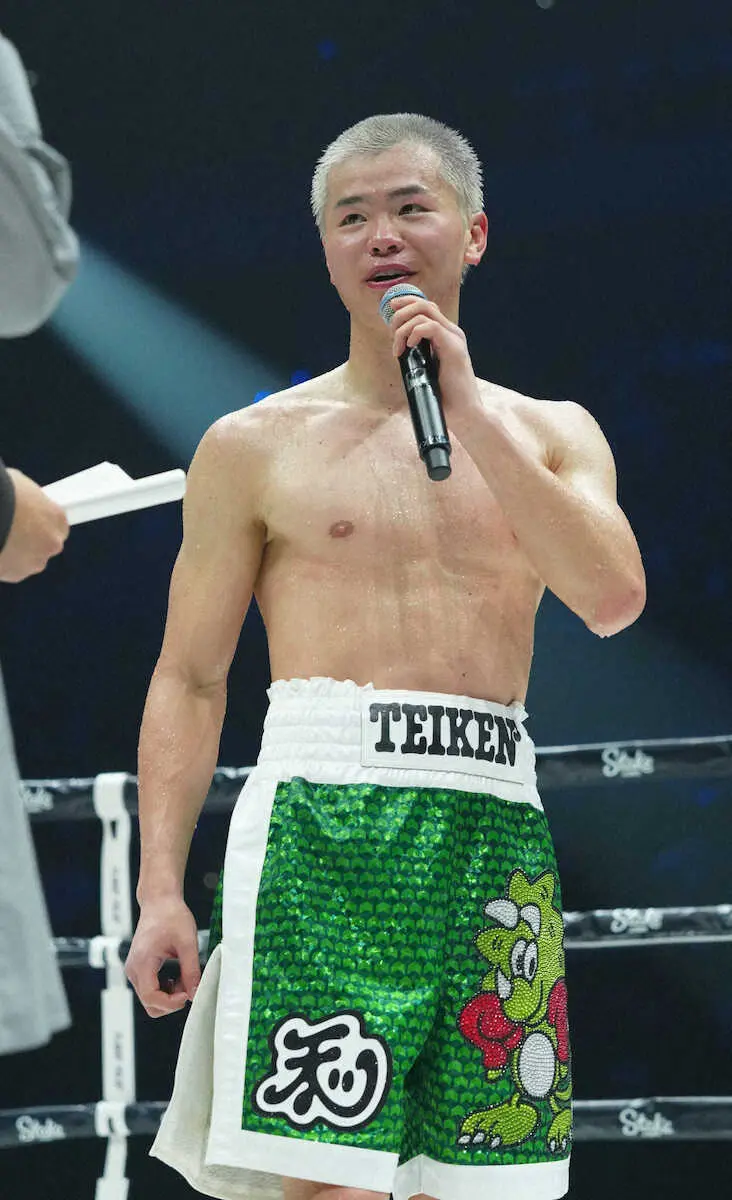 【画像・写真】那須川天心　完勝デビューに舌滑らか　顔の傷は「気にしますね。顔で売っているので」