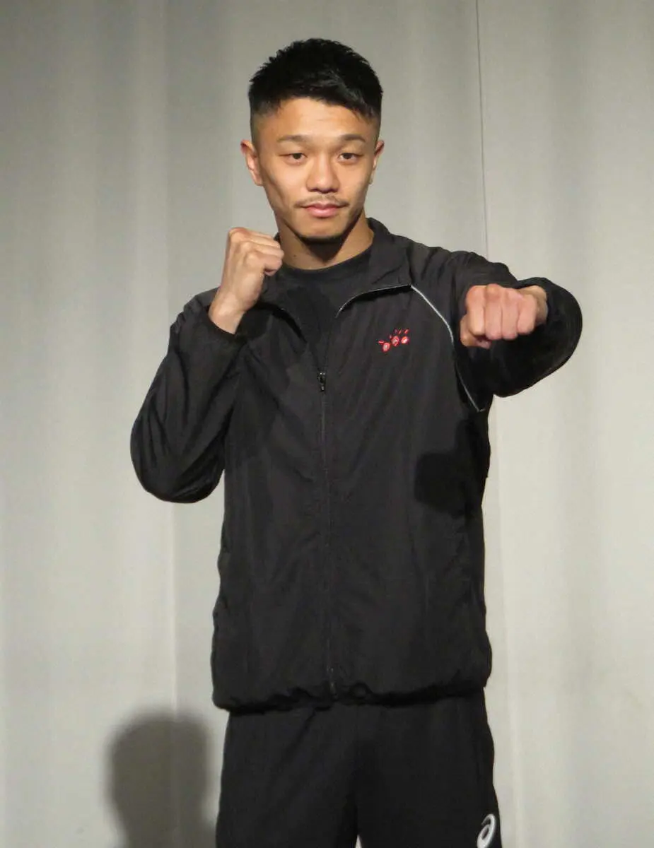 【画像・写真】ボクシング中谷　モロニーと初対面　「体格を確認できました」20日に世界戦