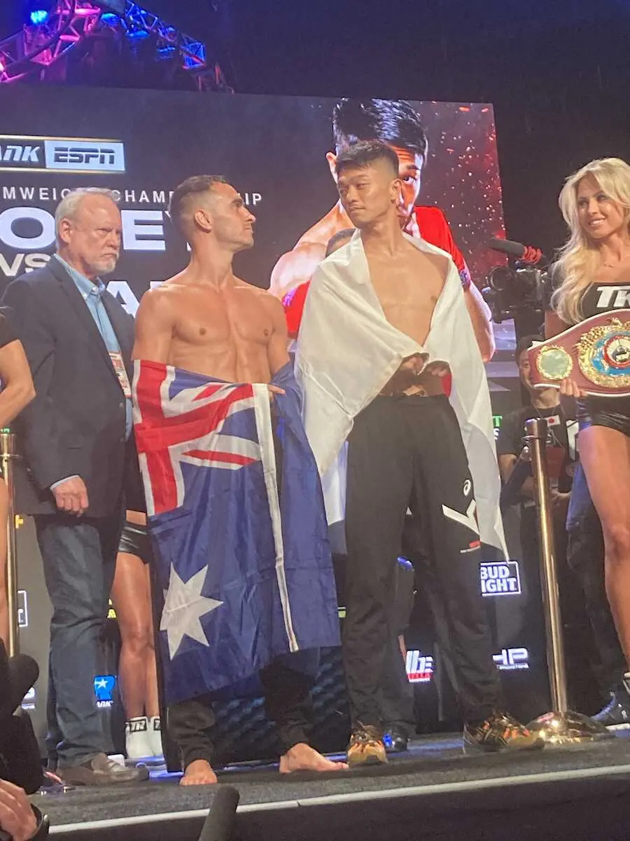 【画像・写真】中谷潤人が計量パス　1階級上げて動きの力強さを実感「パンチのキレは上がった」