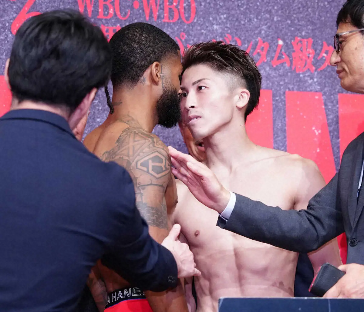 【画像・写真】井上尚弥　33秒間の超接近フェースオフ　「燃えてきました。腹が立ったので」　さあダブル世界戦