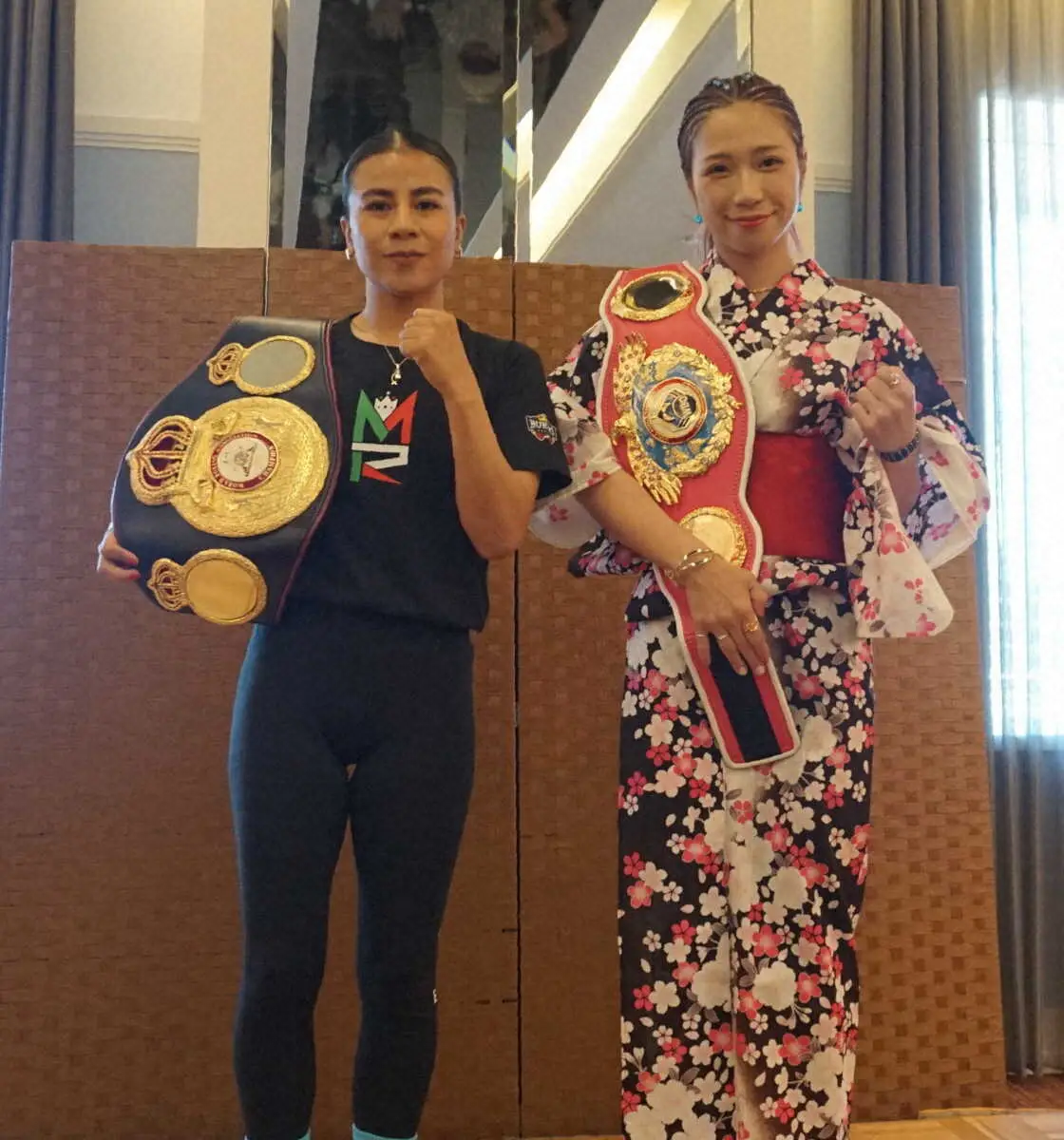 【画像・写真】念願の2団体統一へ　黒木優子「勝って夏を楽しみたい」　浴衣姿で調印式に臨み、水着姿で前日計量パス