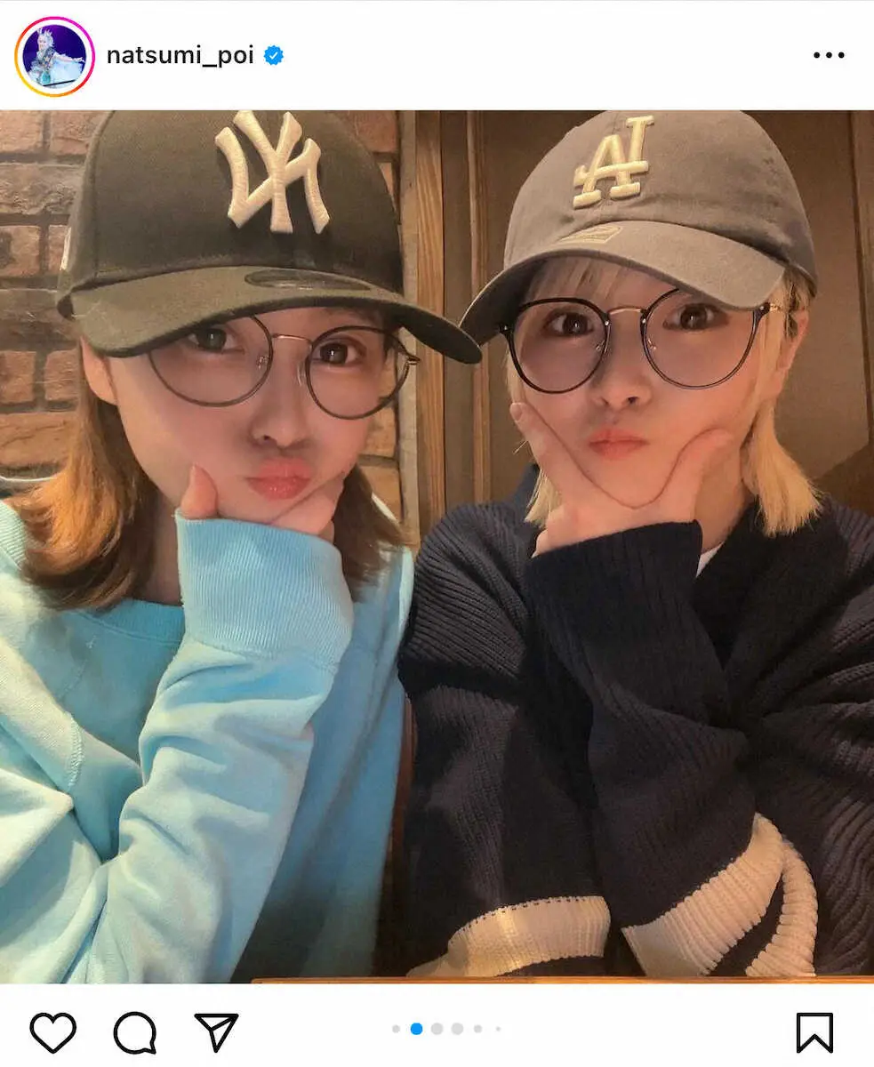 【画像・写真】そっくり？な女性タレントの鈴木奈々との2ショット。なつぽいの公式インスタグラムから（＠natsumi＿poi）