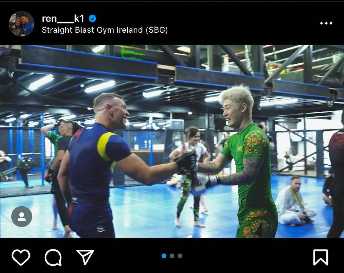 【画像・写真】元UFC2階級王者のマクレガーと練習！平本蓮の公式インスタグラム（＠ren___k1）から