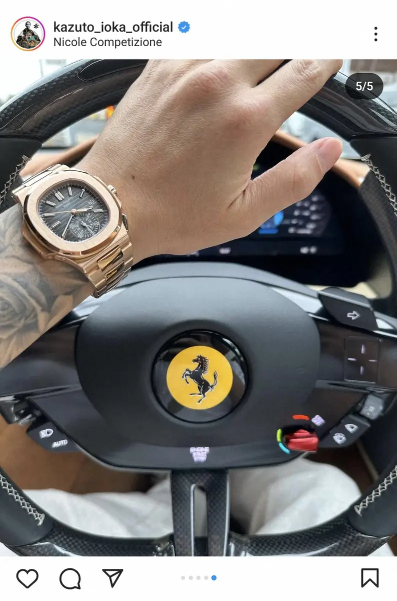 【画像・写真】井岡一翔　「New　Car」高級外車フェラーリ納車報告に「流石4階級チャンピオン」腕時計にも注目