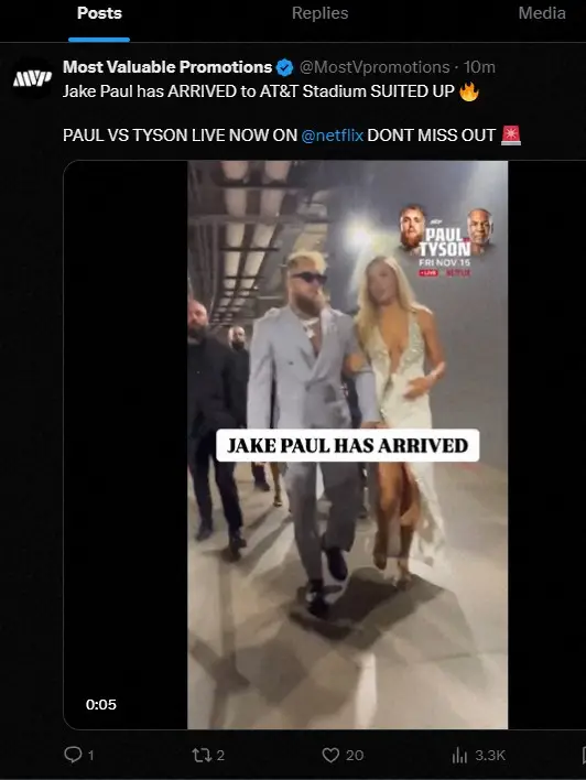 【画像・写真】58歳タイソン判定負けにも「とてもハッピー」　美女伴い来場のユーチューバーは「戦えて光栄」