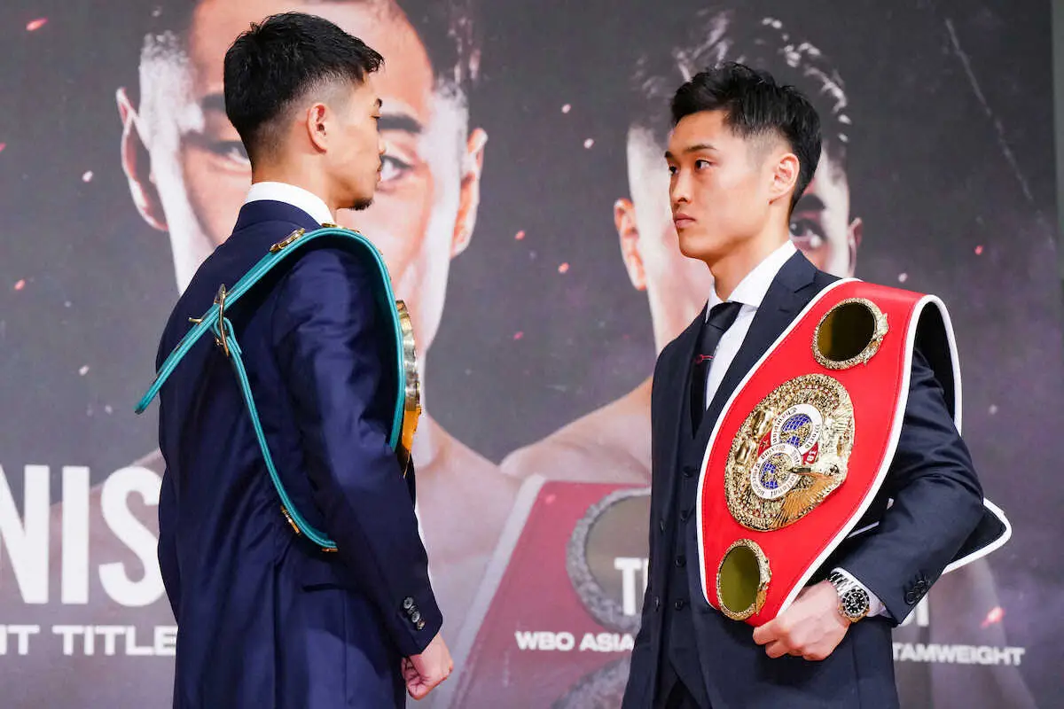 【画像・写真】＜Prime　Video　Boxing　13＞向き合う中谷潤人（左）と西田凌佑（撮影・会津　智海）