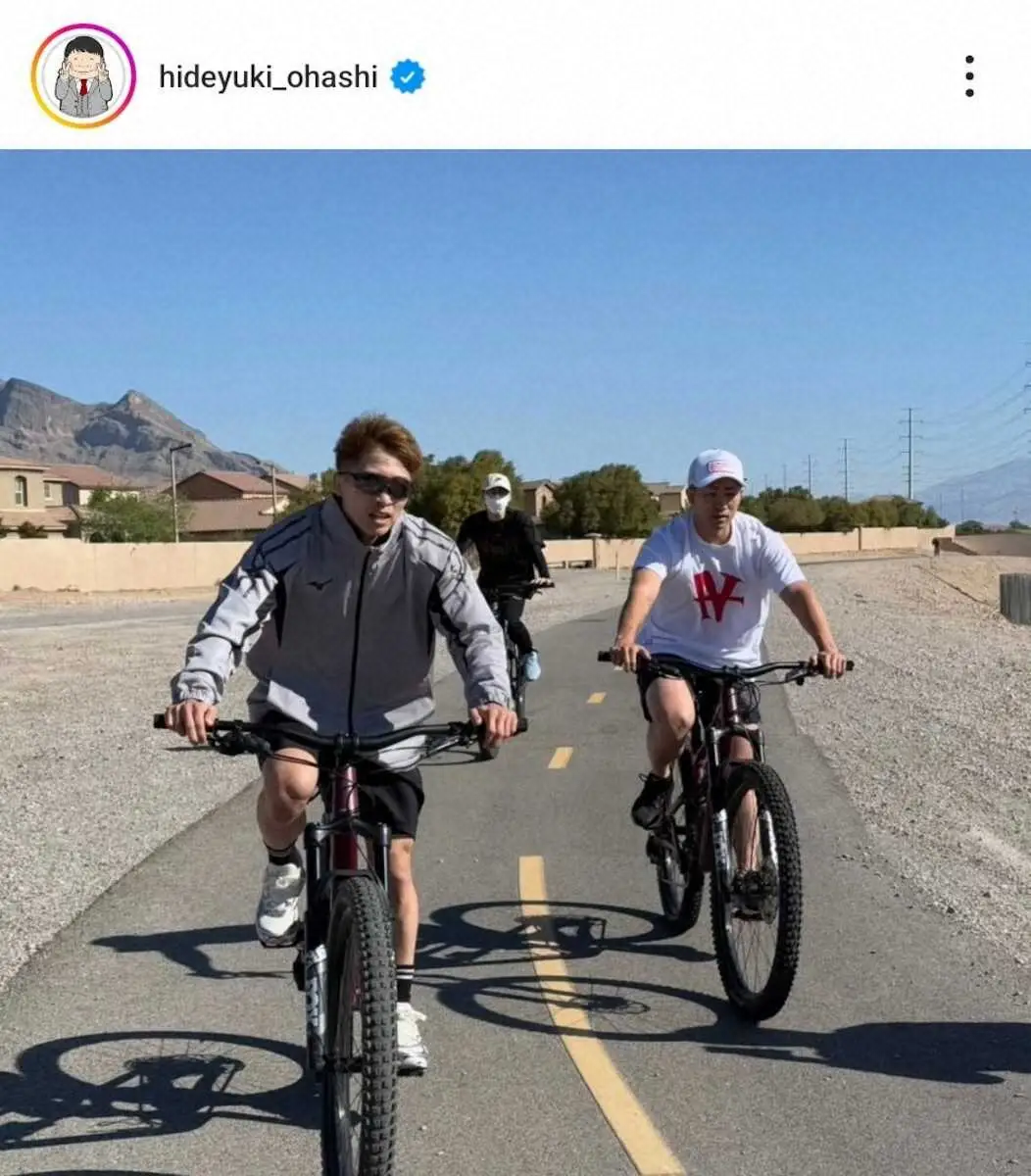 【画像・写真】ラスベガスで自転車を使ってトレーニングに臨む井上尚弥（大橋会長インスタグラムから）