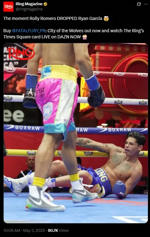 【画像・写真】“問題児”ライアン・ガルシア負けた…薬物違反出場停止から1年ぶり復帰もダウン、見せ場つくれず