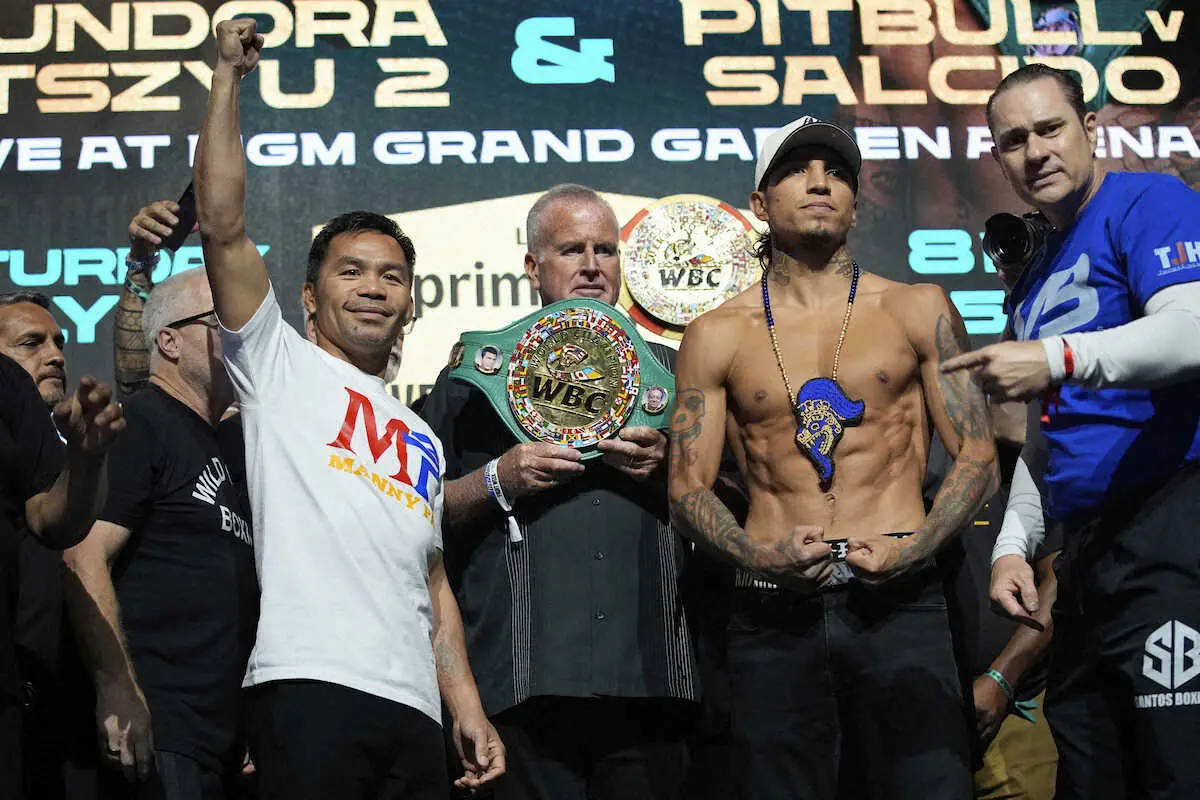 【画像・写真】約4年ぶりリング復帰のパッキャオが計量パス「ワクワクしている」46歳での世界王座奪取なるか