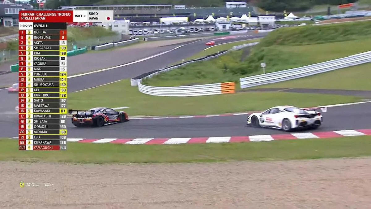 【画像・写真】事故直前に他の車と接触し、スピンした前澤友作氏の車（右）（公式YouTubeから）