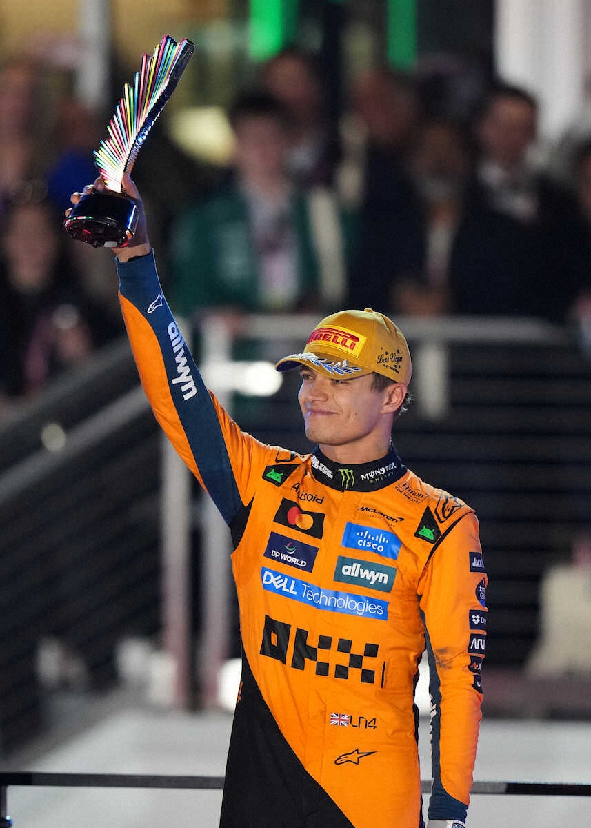 ラスベガスGP2位で表彰台に上がったノリスだったが失格に（AP）