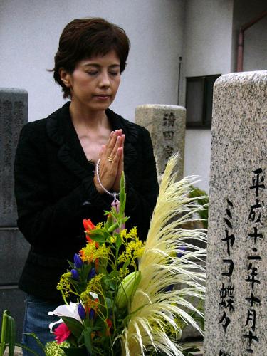 【画像・写真】沢口靖子　ミヤコ蝶々さんの墓前に誓い