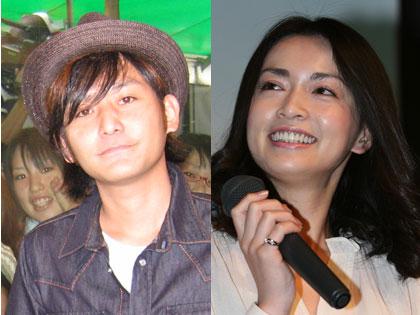結婚を発表した長谷川京子（右）とポルノグラフィティの新藤晴一