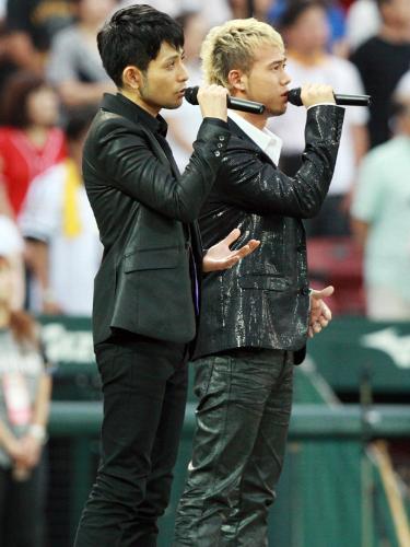 【画像・写真】ケミストリーが国歌斉唱、過去には始球式