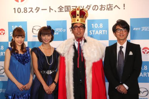 「ＪＡＰＡＮ　ＤＲＩＶＥ　Ｆｅｓｔ」開催発表会に参加した（左から）柴小聖、安田美沙子、（おぎやはぎの）小木博明、矢作兼