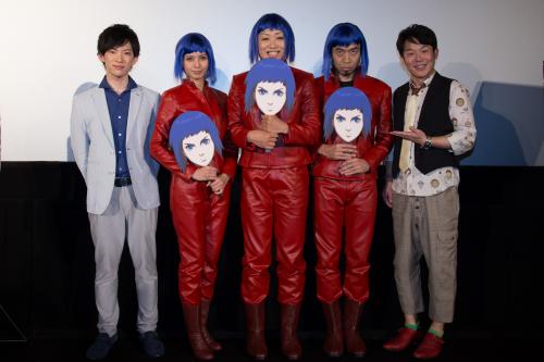 映画「攻殻機動隊」トークショーに登場した（左から）ＤａｉＧｏ、加藤夏希、しずちゃん、「ペナルティ」ワッキーとヒデ