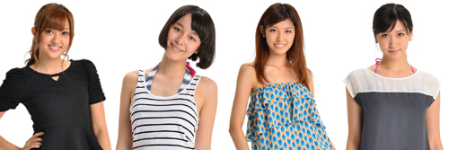 （左から）菊地亜美、佐藤ミケーラ倭子、橘ゆりか、横山ルリカ