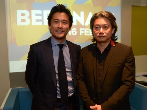 内野聖陽（左）と久保田直監督は、ベルリン国際映画祭パノラマ部門に出品された映画「家路」の公式上映に出席（Ｃ）２０１４『家路』製作委員会