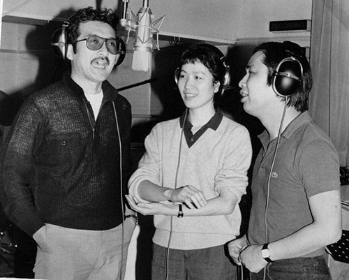 昭和５６年４月１８日、レコーディングする「ハイファイセット」の（左から）大川茂、山本俊彦・潤子夫妻