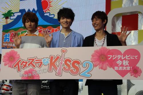 ドラマ「イタズラなＫｉｓｓ２～Ｌｏｖｅ　ｉｎ　ＴＯＫＹＯ」放送記念イベントに登場した出演者たち。（左から）山田裕貴、古川雄輝、堀井新太