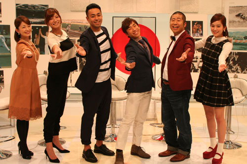 「世界を驚かす！日本人スポーツヒーローたち」のＭＣを務める織田信成（左から４人目）（Ｃ）テレビ東京